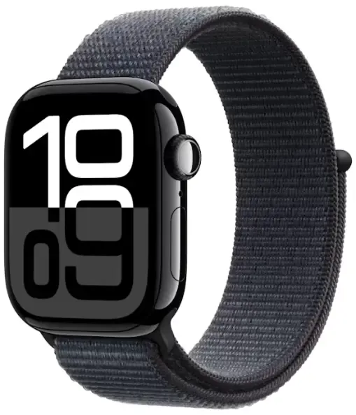 Apple Watch Series 10 42mm Aluminum Jet Black Case Ink Sport Loop