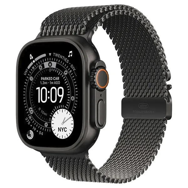 Apple Watch Series Ultra 3 49mm Black Titanium Case with Black Titanium Milanese Loop L
