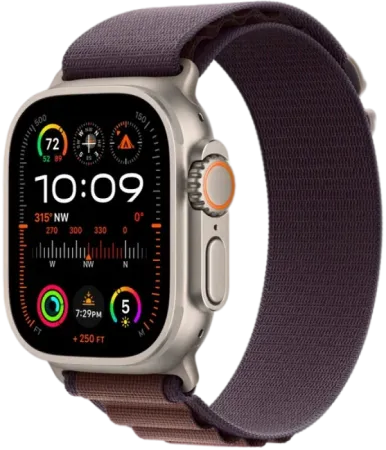 Apple Watch Series Ultra 2 49mm Natural Titanium Case with Indigo Alpine Loop S