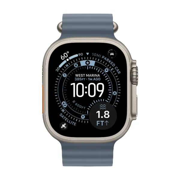 Apple Watch Series Ultra 3 49mm Natural Titanium Case with Anchor Blue Ocean Band One Size