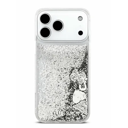 Guess для iPhone 17 Pro чехол Liquid Glitter Charms Hard Silver