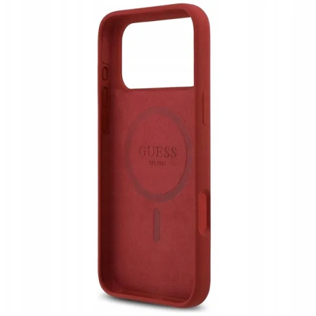 Guess для iPhone 17 Pro чехол Liquid silicone Gold metal logo & Camera Hard Magenta (MagSafe)